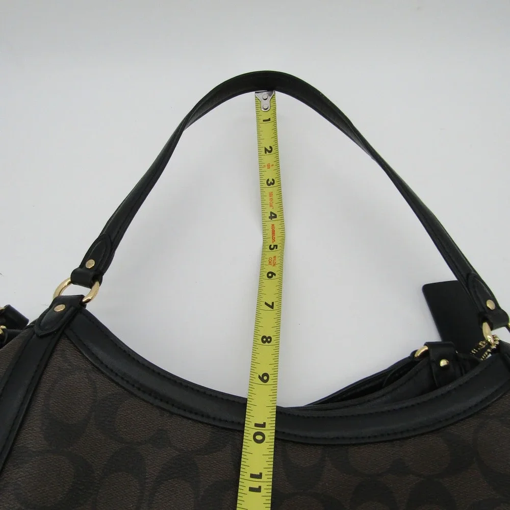 Coach Kristy Shoulder Bag Brown Black Signature Canvas Leather B2291-C6232 Hobo